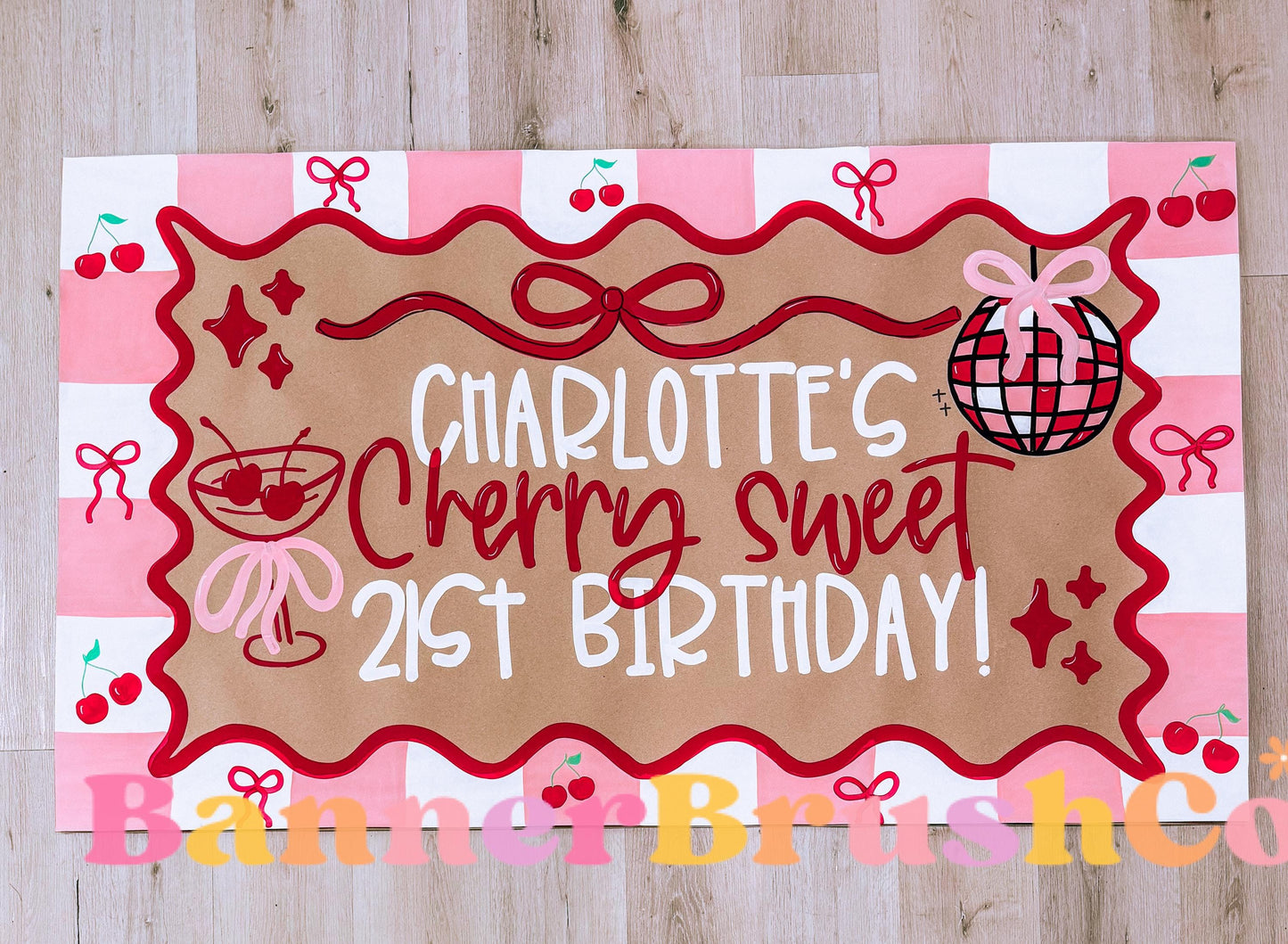 cherry birthday Banner Template | Editable Canva Banner | 35x60 DIY Painted Sign | cherry on top Birthday Theme | Digital Download