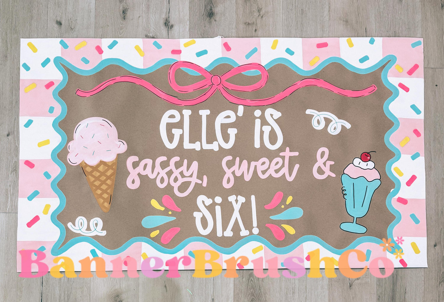Sassy Sweet and SIX SEVEN Banner Template | Editable Canva Banner | 35x60 DIY Painted Sign | Ice cream Birthday Theme | Digital Download