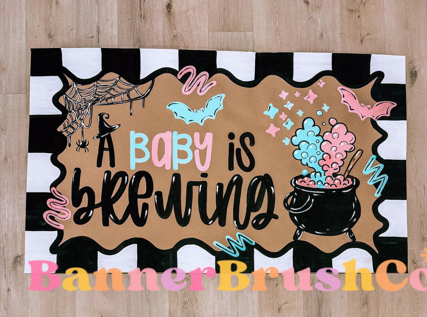 Baby is Brewing Banner Template | Editable Canva Banner | 35x60 DIY Painted Sign | Gender reveal Theme barbecue | Digital Download