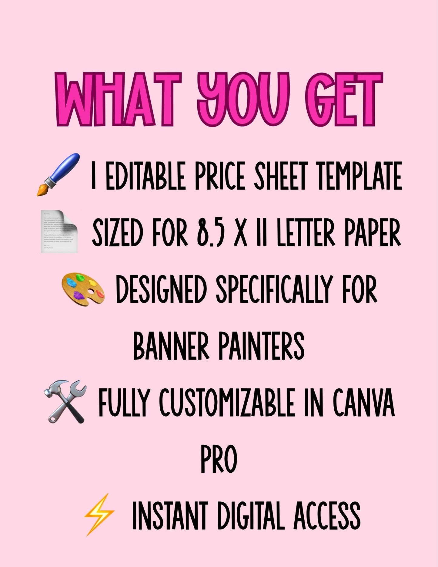 Colorful Pastel Banner Price Sheet Template | Canva Pro Editable Pricing Sheet | Banner Artist | Fully Customizable 8.5x11