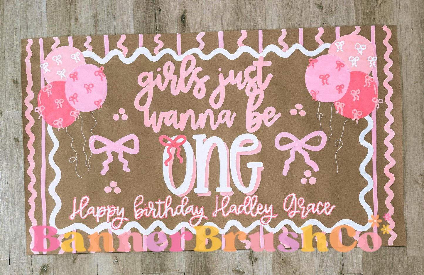 Girls just wanna be one birthday Banner Template | Editable Canva Banner | 35x60
