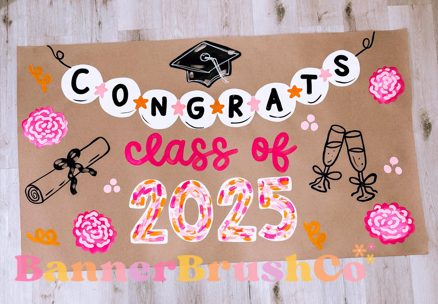 Graduation Banner Template | 35x60 DIY Painted Sign | TS girly graduation