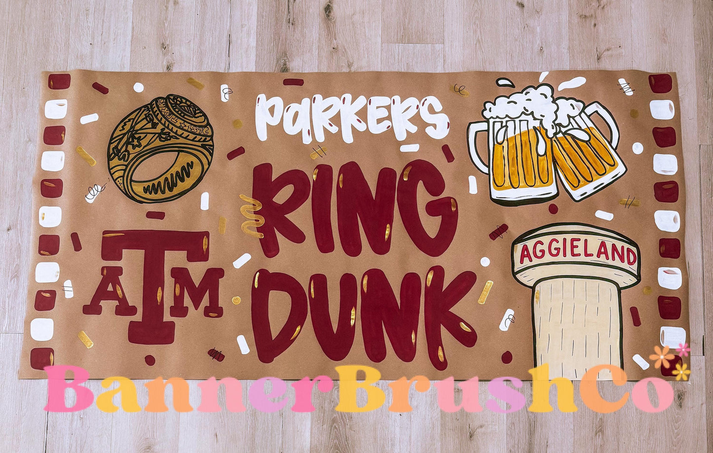 Aggie Ring Dunk Banner Template | Editable Canva Banner | 35x60 DIY Painted Sign | TAMU A&M Theme | Digital Download