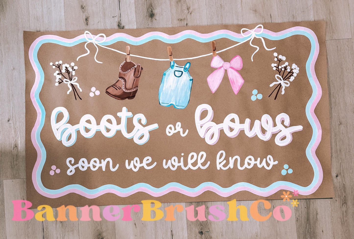 Boots and bows gender reveal. Banner Template | Editable Canva Banner | 35x60 DIY Painted Sign | gender reveal Theme | Digital Download