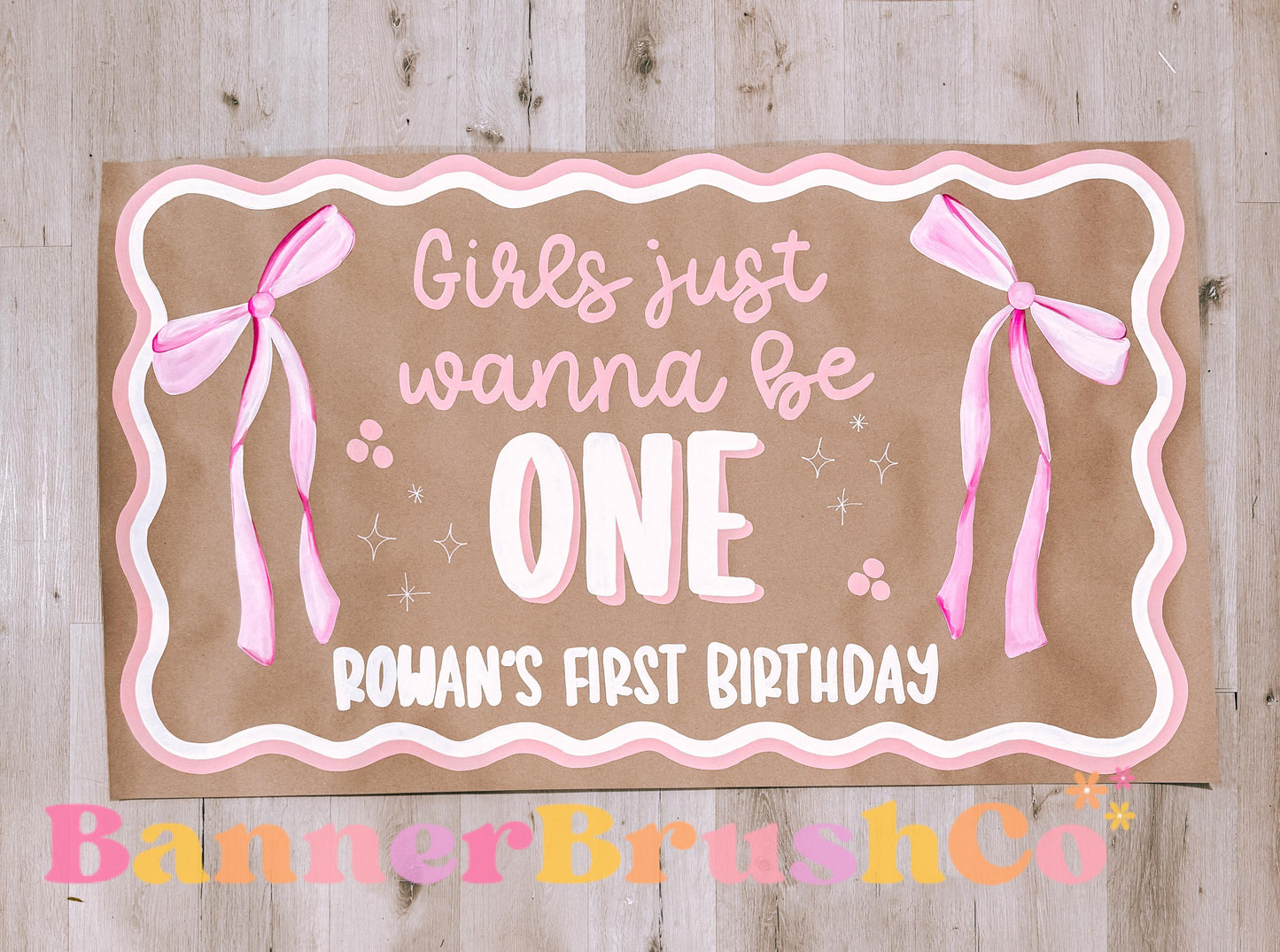 Girls just wanna be one birthday Banner Template | Editable Canva Banner | 35x60 DIY Painted Sign | first Birthday Theme | Digital Download