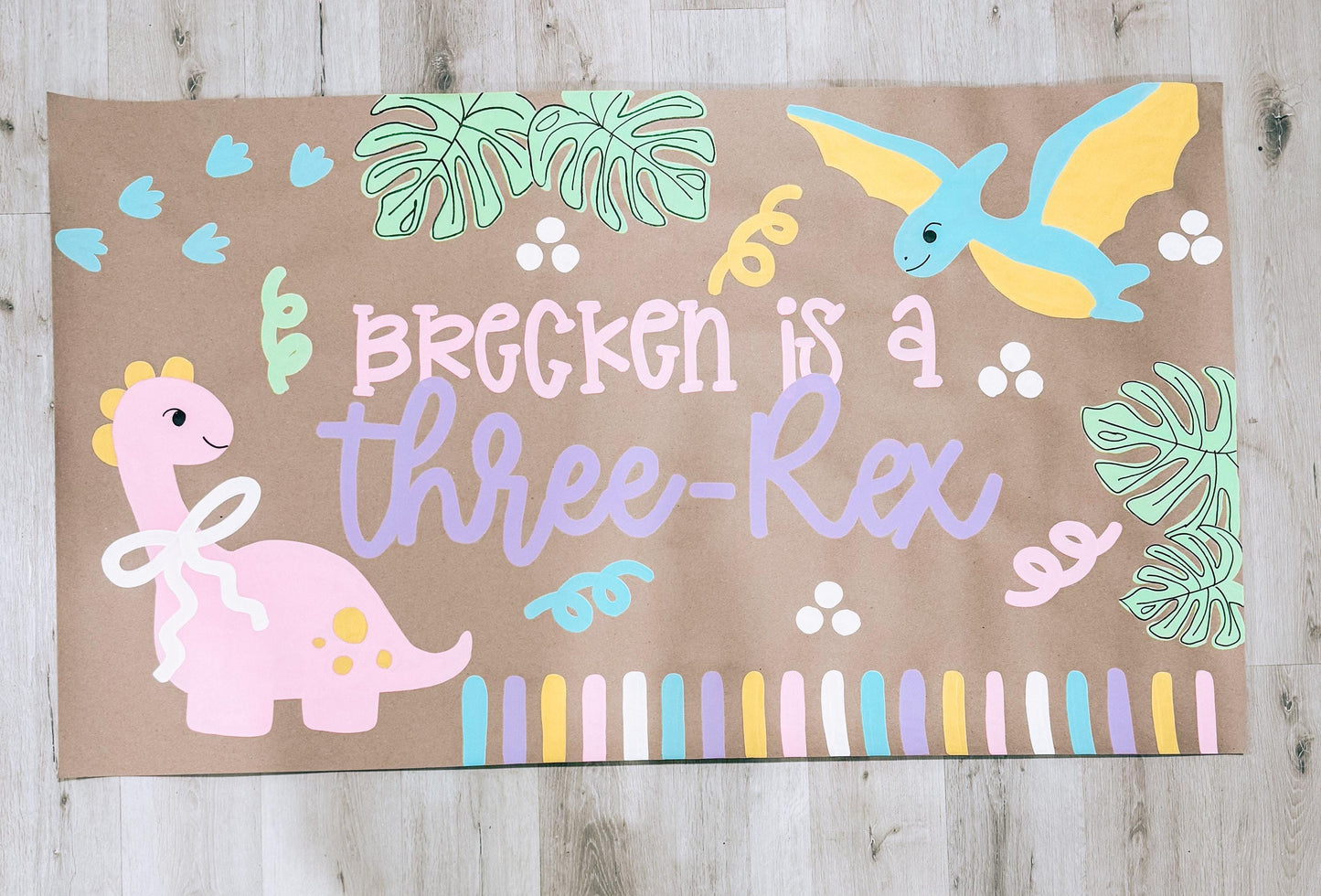 Girly 3 Rex birthday Banner Template | Editable Canva Banner | 35x60 DIY Painted Sign | dinosaur Birthday Theme | Digital Download