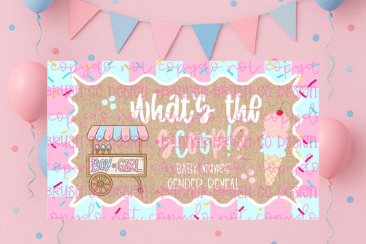 What’s the scoop gender reveal. Banner Template | Editable Canva Banner | 35x60 DIY Painted Sign |  ice cream Theme | Digital Download