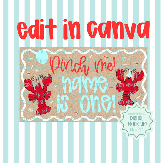Pinch Me I’m One Crawfish Boil Birthday 35x60 DIY Painted Sign