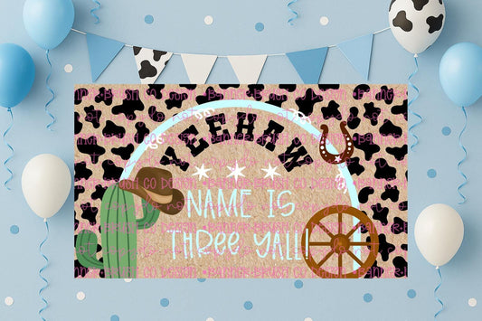 ThreeHaw first birthday Banner Template | Editable Canva Banner | 35x60 DIY Painted Sign |  western Birthday Theme | Digital Download