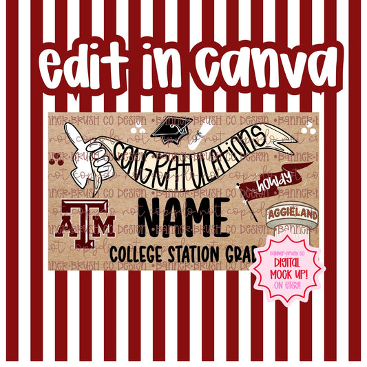 Graduation Banner Template | Editable Canva Banner | 35x60 A&M
