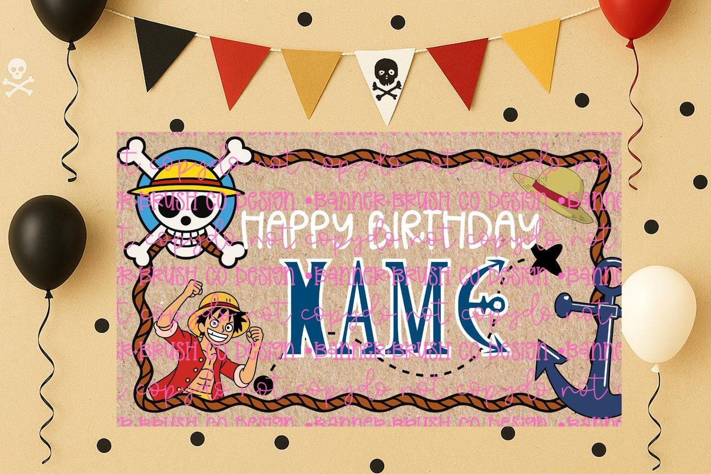 One Piece birthday Banner Template | Editable Canva Banner
