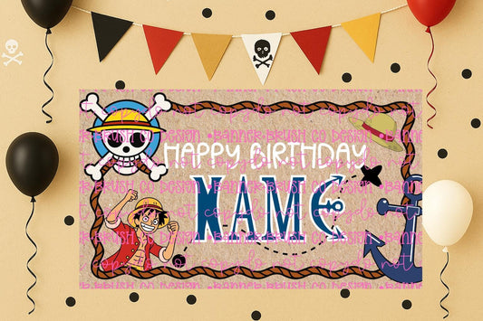 One Piece birthday Banner Template | Editable Canva Banner