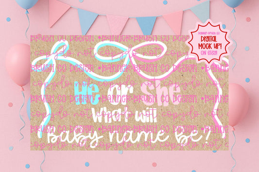 He or She coquette Banner Template | Editable Canva Banner | 35x60 DIY Painted Sign | Gender reveal Theme | Digital Download