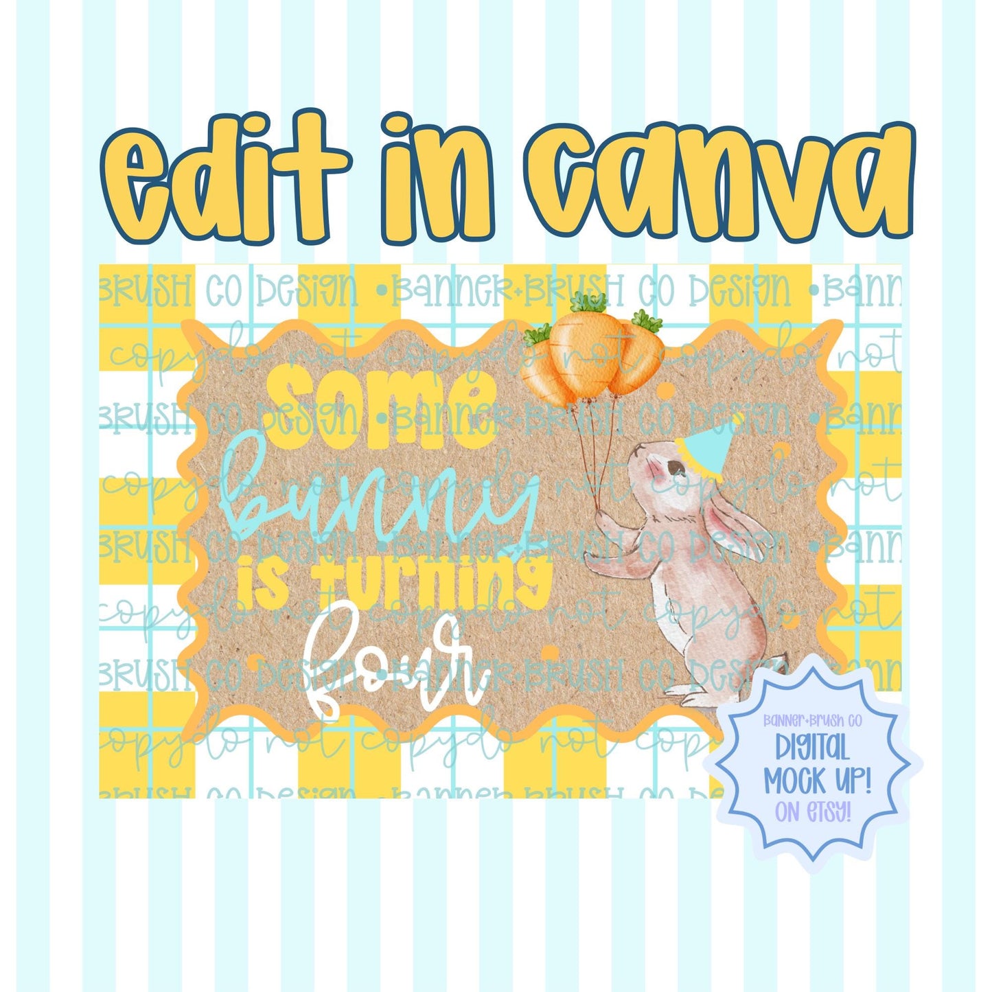 Some Bunny Is One birthday Banner Template 35x60 Easter Birthday
