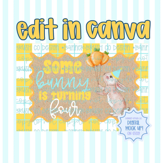 Some Bunny Is One birthday Banner Template 35x60 Easter Birthday