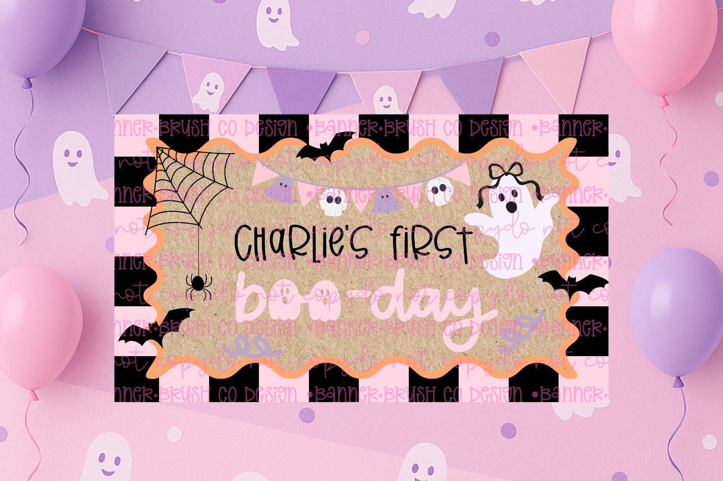 Boo day ghost  birthday Banner Template | Editable Canva Banner | 35x60 DIY Painted Sign |  Halloween Birthday Theme | Digital Download