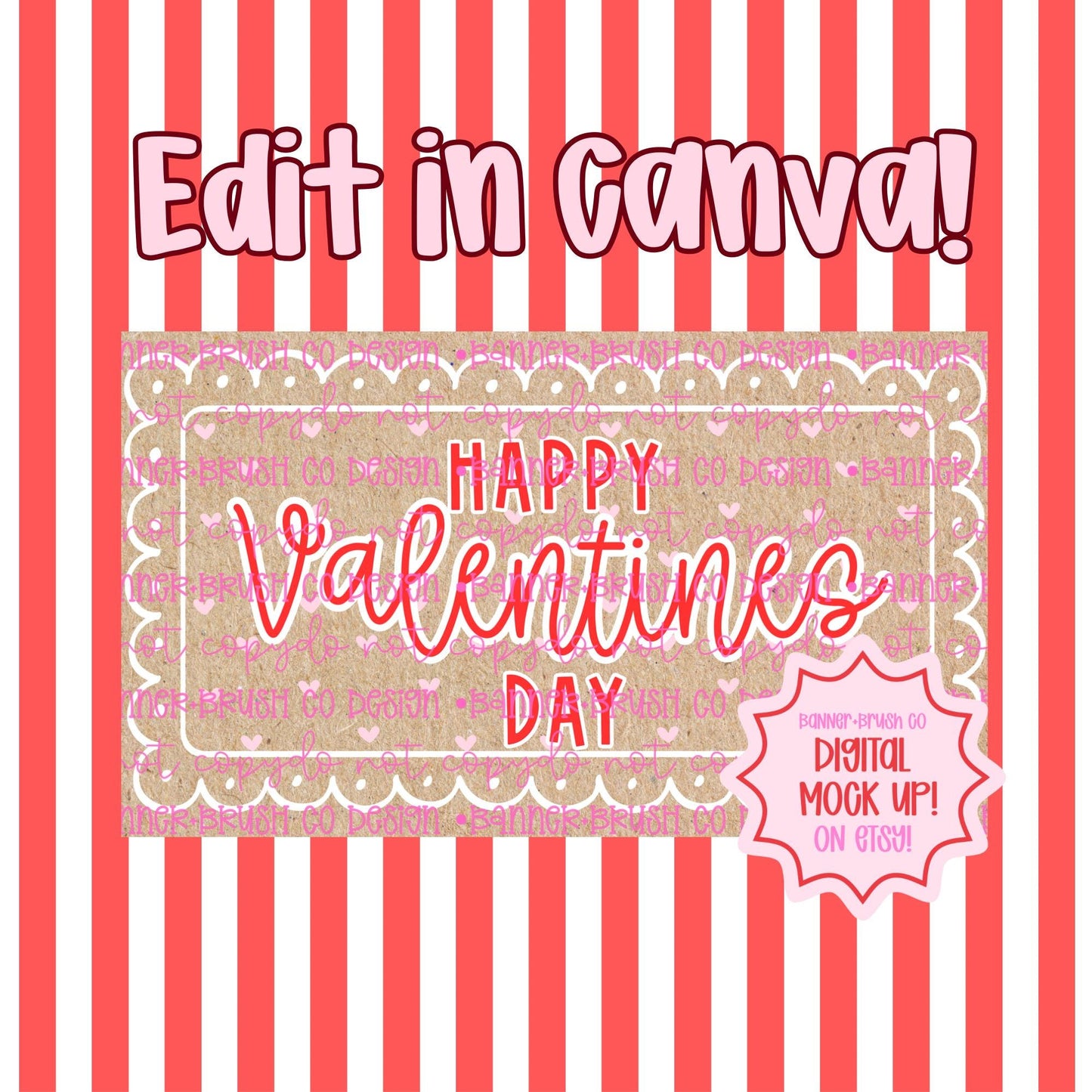 Happy Valentines Day Banner Template | Editable Canva Banner | 35x60 DIY Painted Sign | Galentines Vday Theme | Digital Download