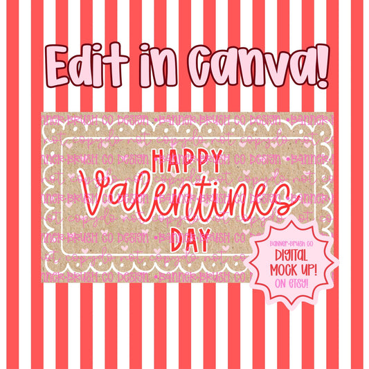 Happy Valentines Day Banner Template | Editable Canva Banner | 35x60 DIY Painted Sign | Galentines Vday Theme | Digital Download