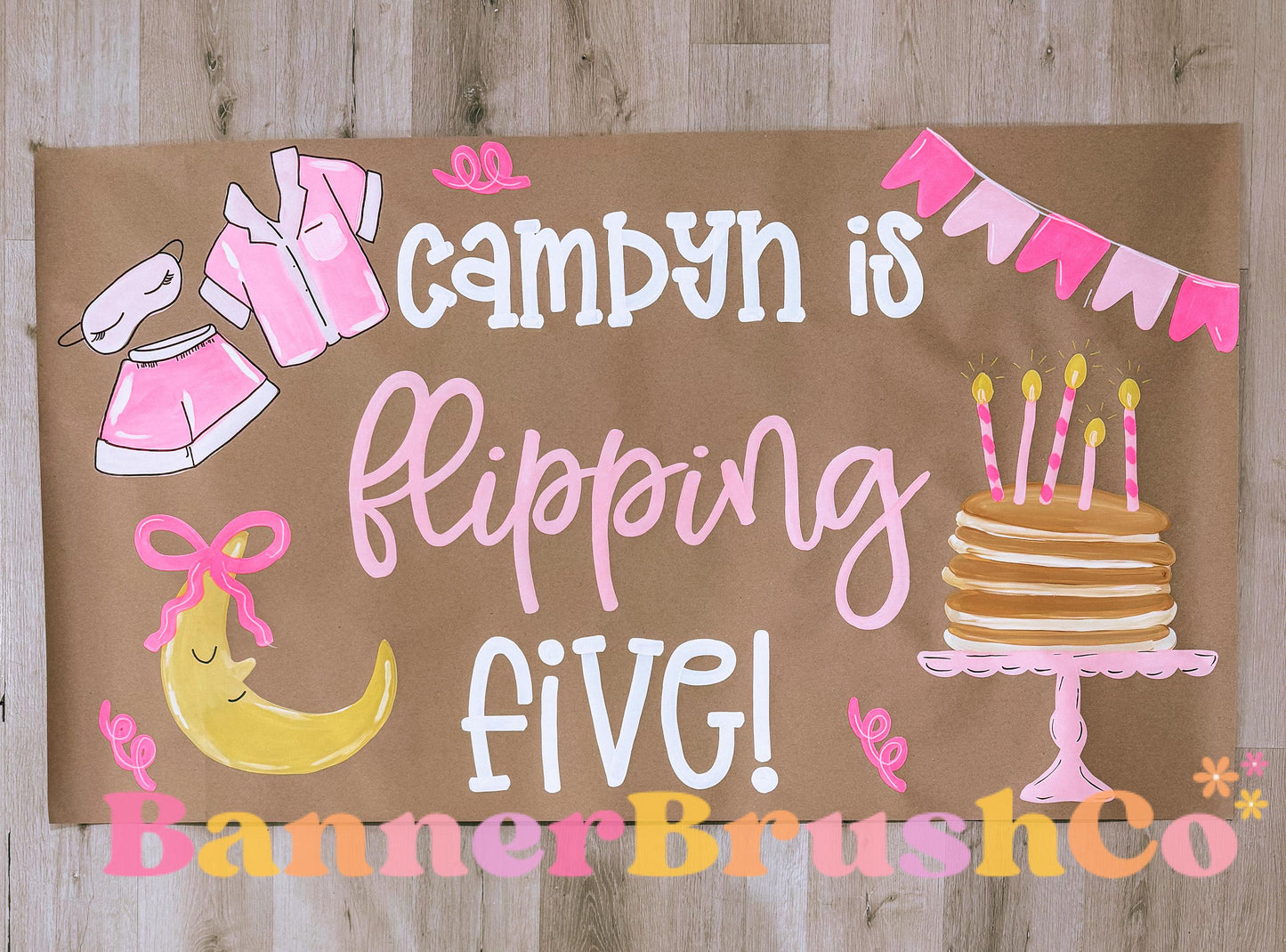 Pancakes and Pajamas birthday Banner Template | Editable Canva Banner | 35x60 DIY Painted Sign |   Birthday Theme | Digital Download