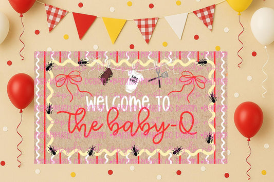 Baby-Q baby shower Banner Template | Editable Canva Banner | 35x60 DIY Painted Sign |  baby shower Theme  barbecue | Digital Download