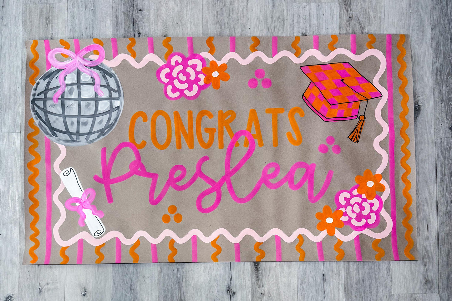 Graduation Banner Template| 35x60 Pink Orange