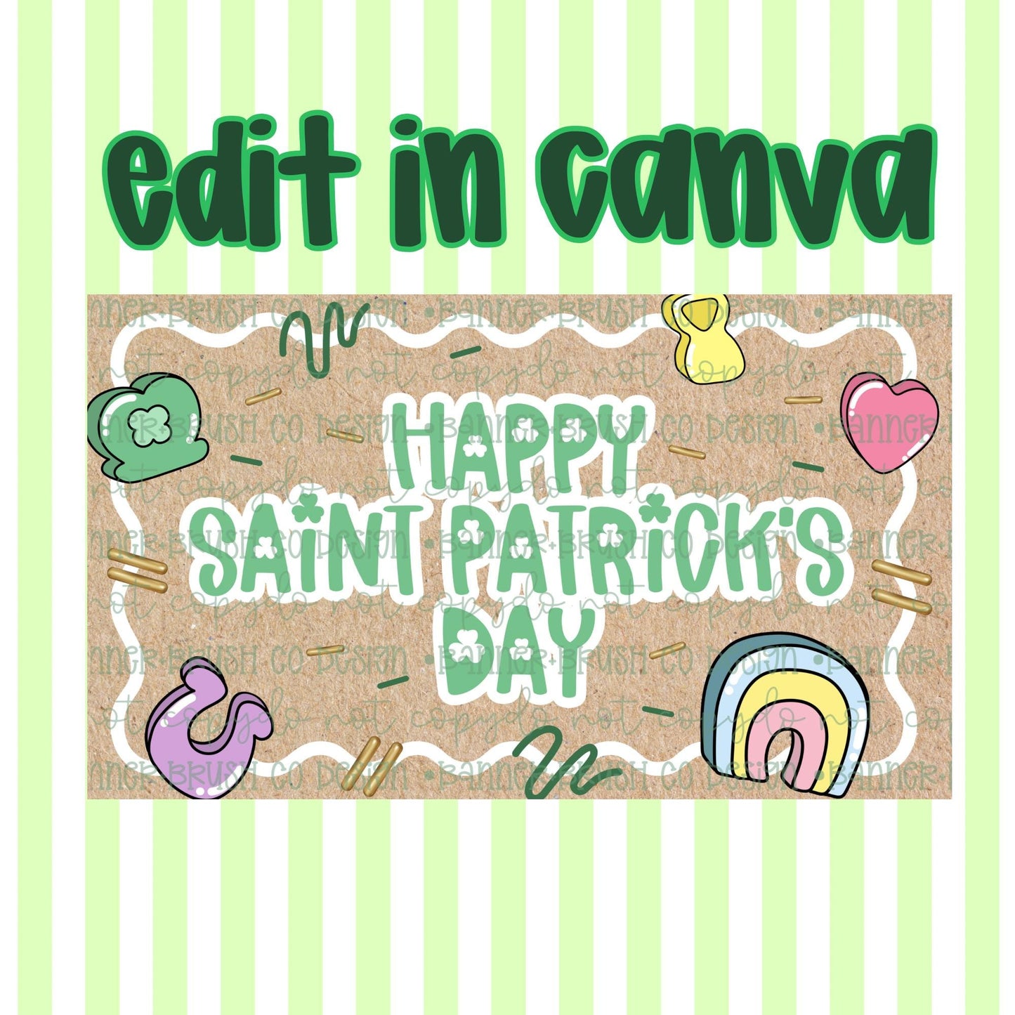 St.Patrick Day Banner Template | Editable Canva Banner | 35x60 DIY Painted Sign |  lucky theme | Digital Download