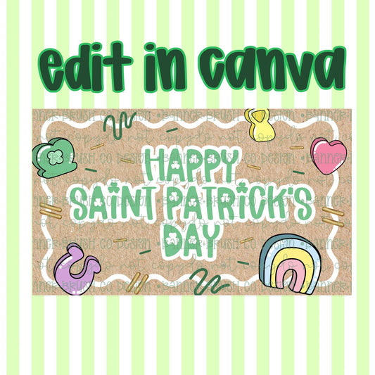 St.Patrick Day Banner Template | Editable Canva Banner | 35x60 DIY Painted Sign |  lucky theme | Digital Download