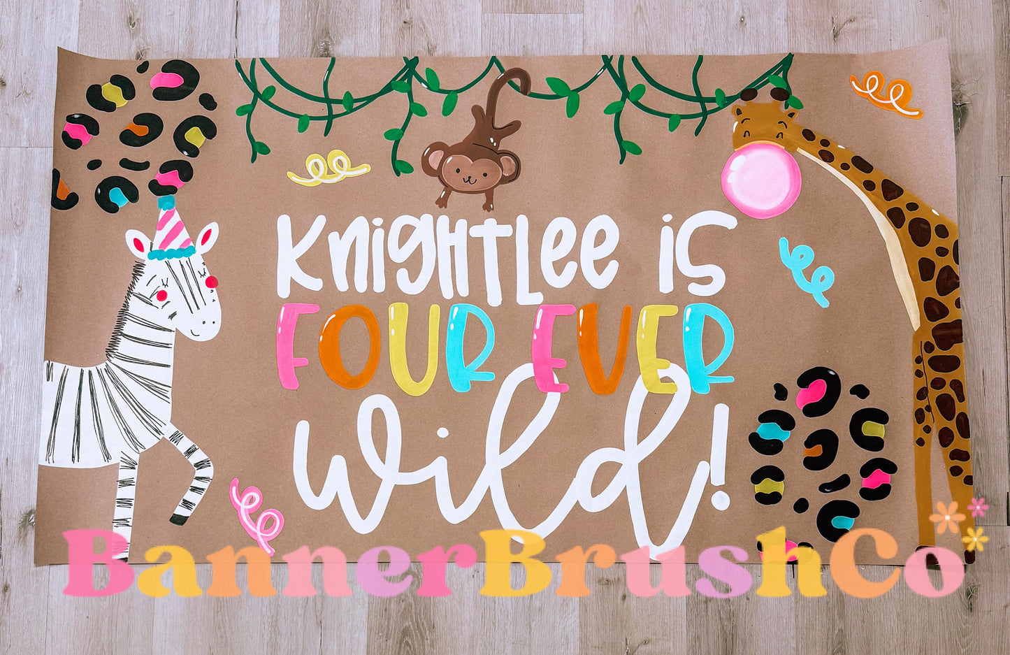4 ever wild  birthday Banner Template | Editable Canva Banner | 35x60 DIY Painted Sign |  fourth Birthday animal Theme | Digital Download