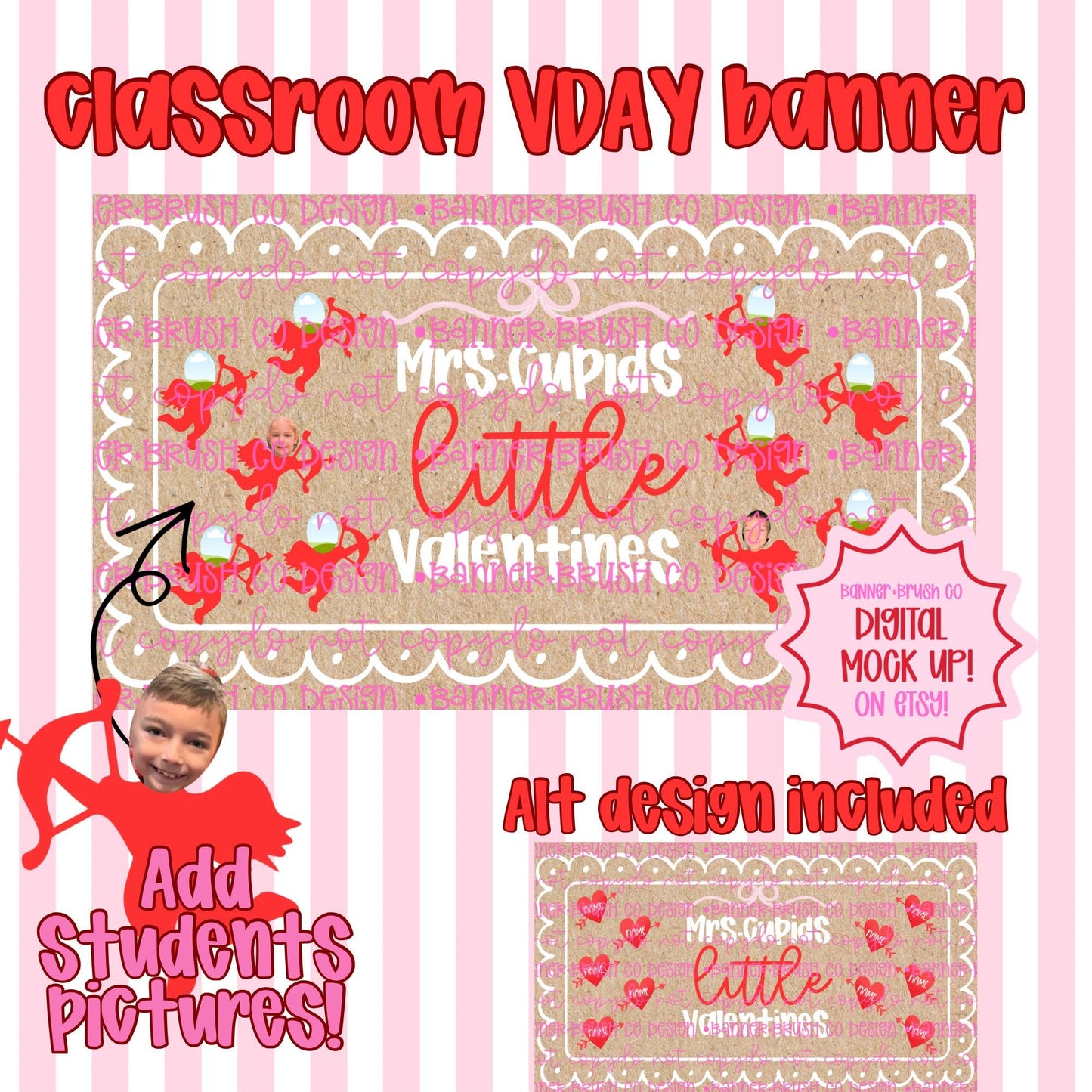 Classroom Valentines Party Banner Template | Editable Canva Banner | 35x60 DIY Painted Sign |  Vday Teacher theme | Digital Download