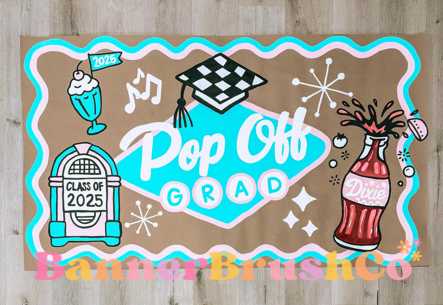 Pop Off Grad Banner Template | 35x60 Vintage 50s