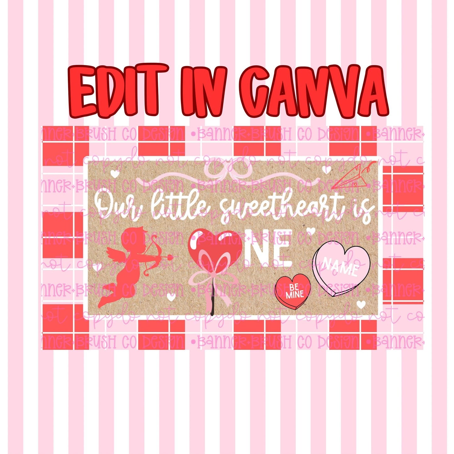 Our Little Sweetheart birthday Banner Template | Editable Canva Banner | 35x60 DIY Painted Sign | First Birthday Theme | Digital Download