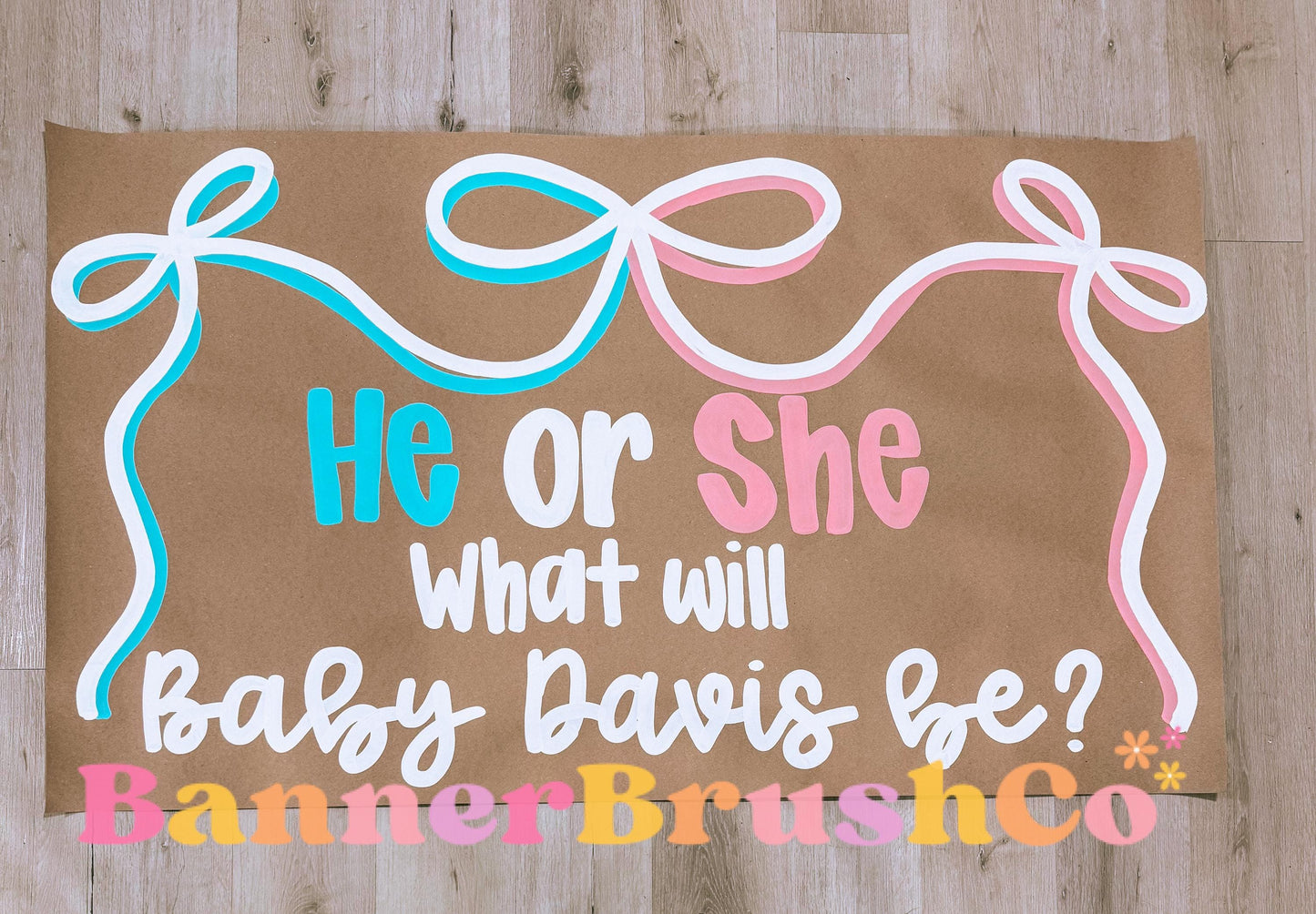 He or She coquette Banner Template | Editable Canva Banner | 35x60 DIY Painted Sign | Gender reveal Theme | Digital Download