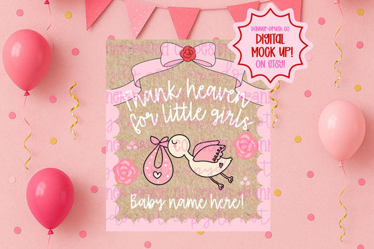 Special Delivery Hospital Banner Template | Editable Canva Banner | 35x630 DIY Painted Sign |  Stork Theme Baby girl | Digital Download