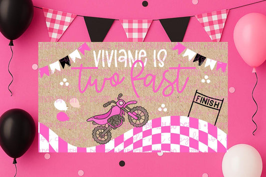 Two Fast birthday Banner Template | Editable Canva Banner | 35x60 DIY Painted Sign |  dirt bike Theme  barbecue | Digital Download