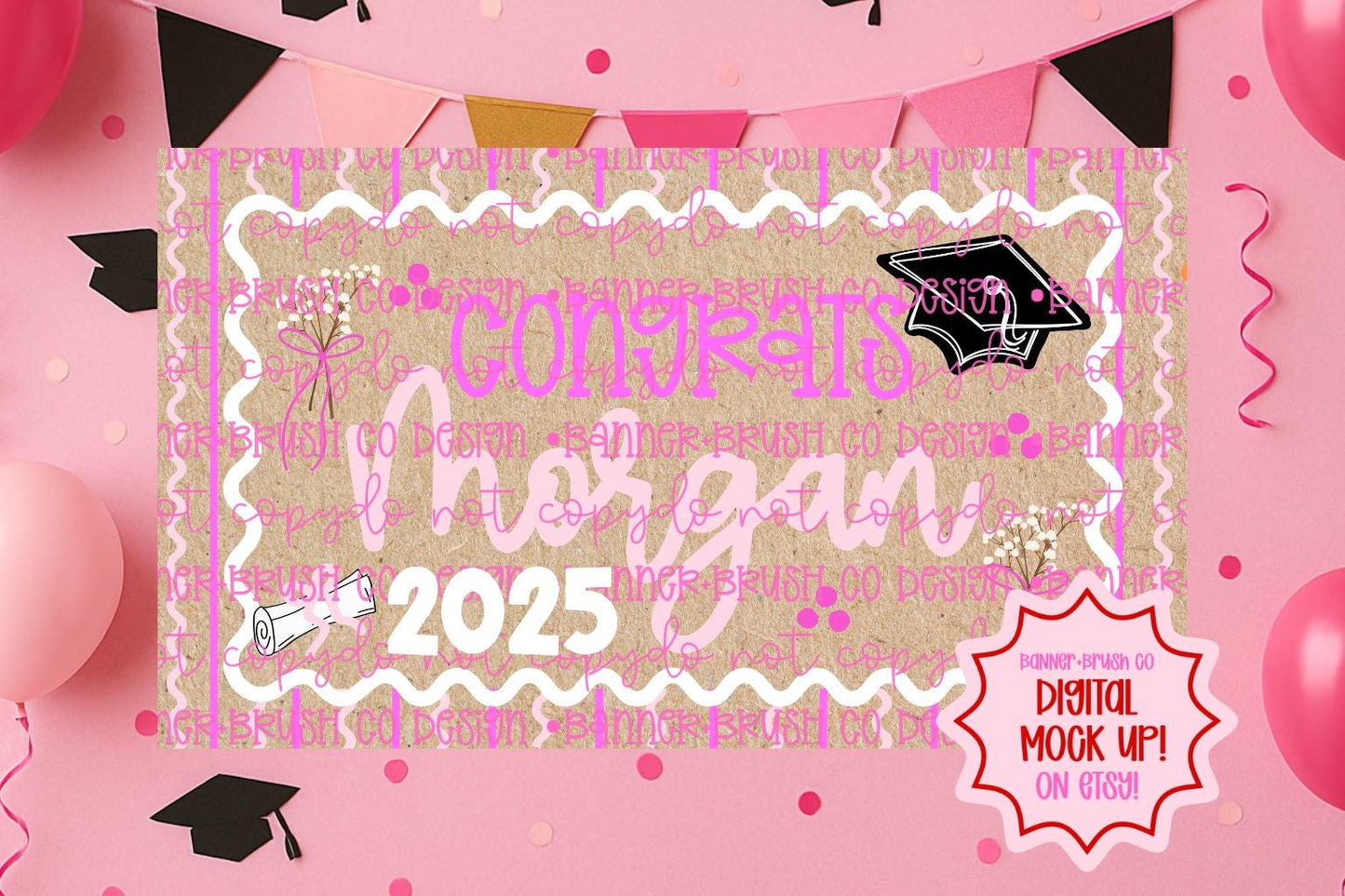Graduation Banner Template Banner | 35x60 coquette