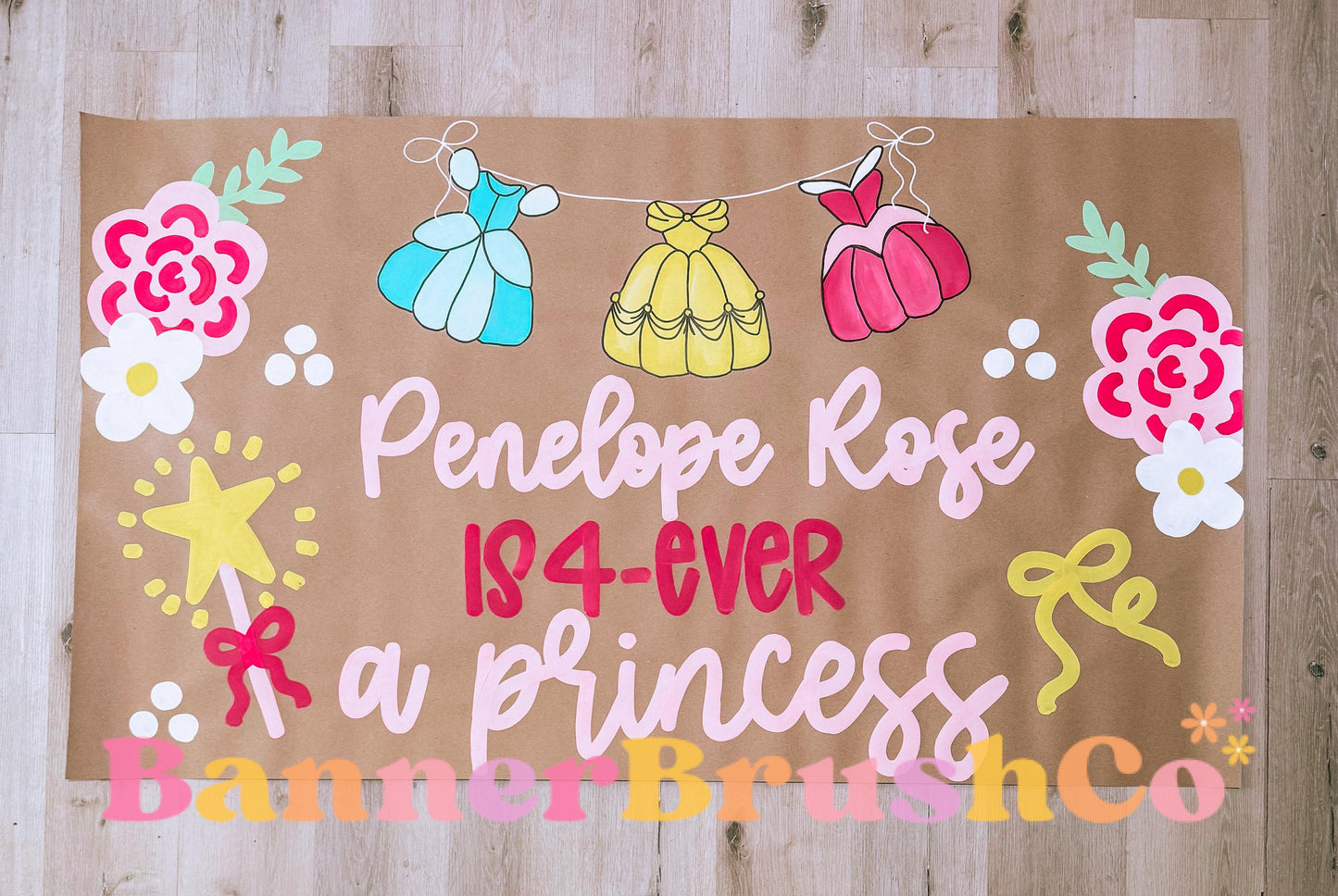 4 ever a princess  birthday Banner Template | Editable Canva Banner | 35x60 DIY Painted Sign |  fourth Birthday Theme | Digital Download