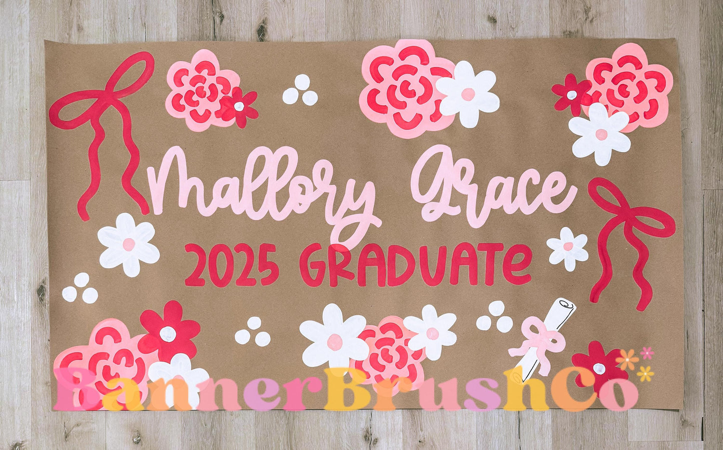 Graduation Banner Template 35x60 girly floral
