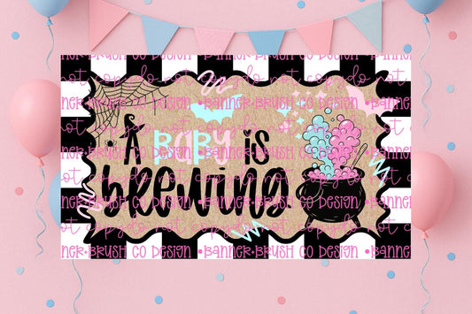 Baby is Brewing Banner Template | Editable Canva Banner | 35x60 DIY Painted Sign | Gender reveal Theme  barbecue | Digital Download