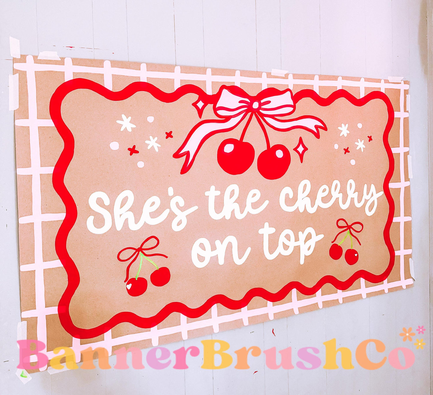 cherry on top Banner Template | Editable Canva Banner | 35x60 DIY Painted Sign |   Birthday Theme | Baby Shower | Digital Download