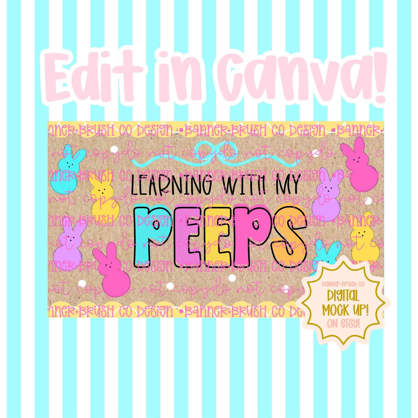 Learning With Myy Peeps Easter Teacher Classroom Banner Template 35x60
