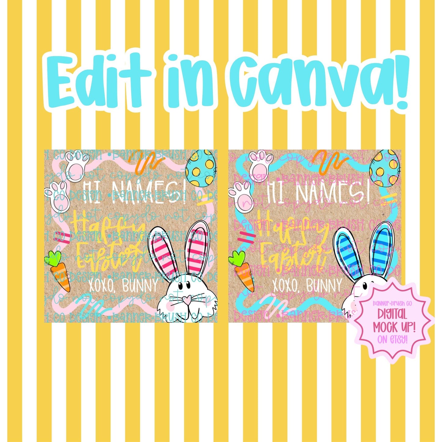 Easter Bunny Letter  Banner Template| 35x35