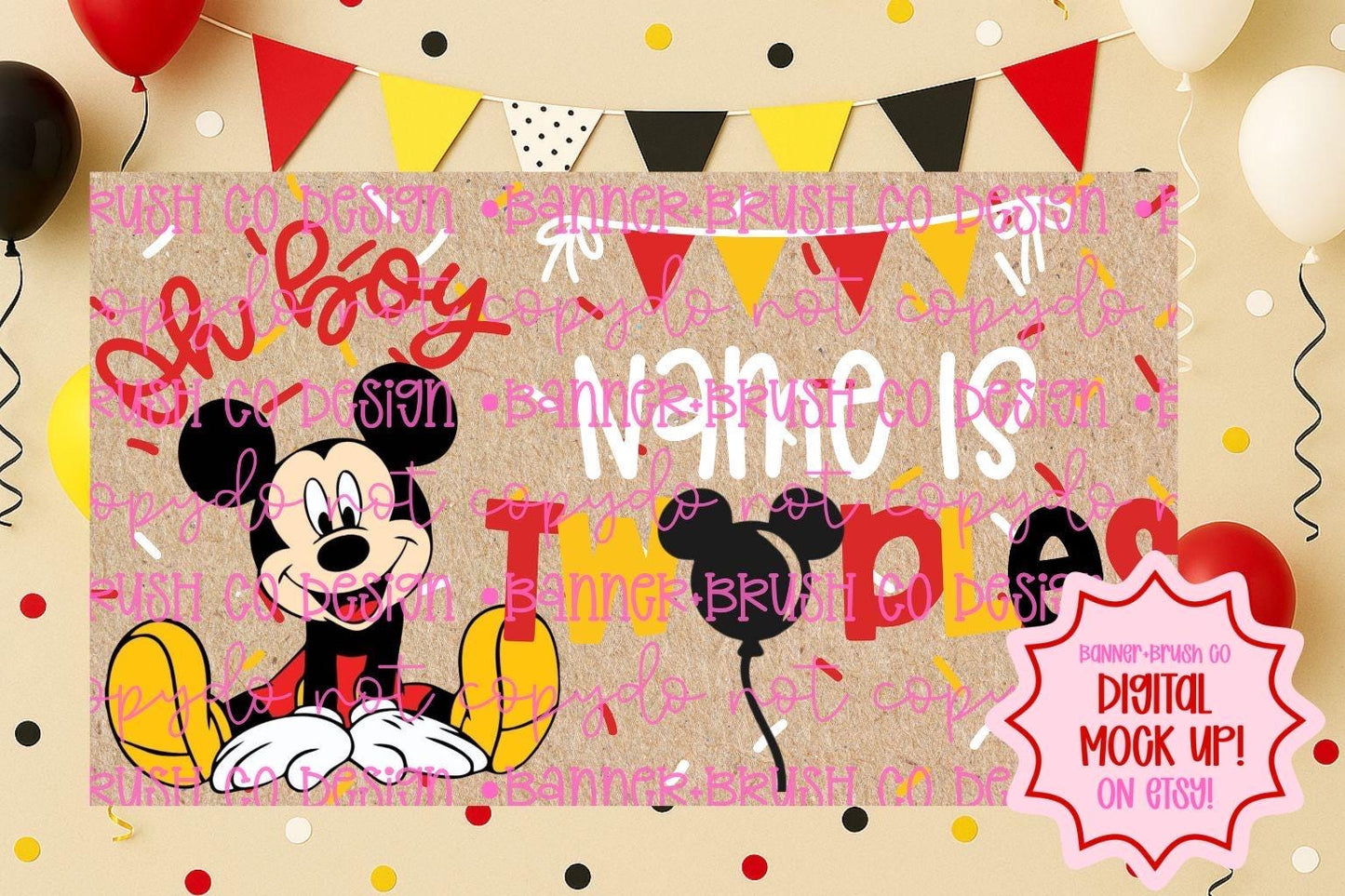 Twodles oh boy birthday Banner Template | Editable Canva Banner