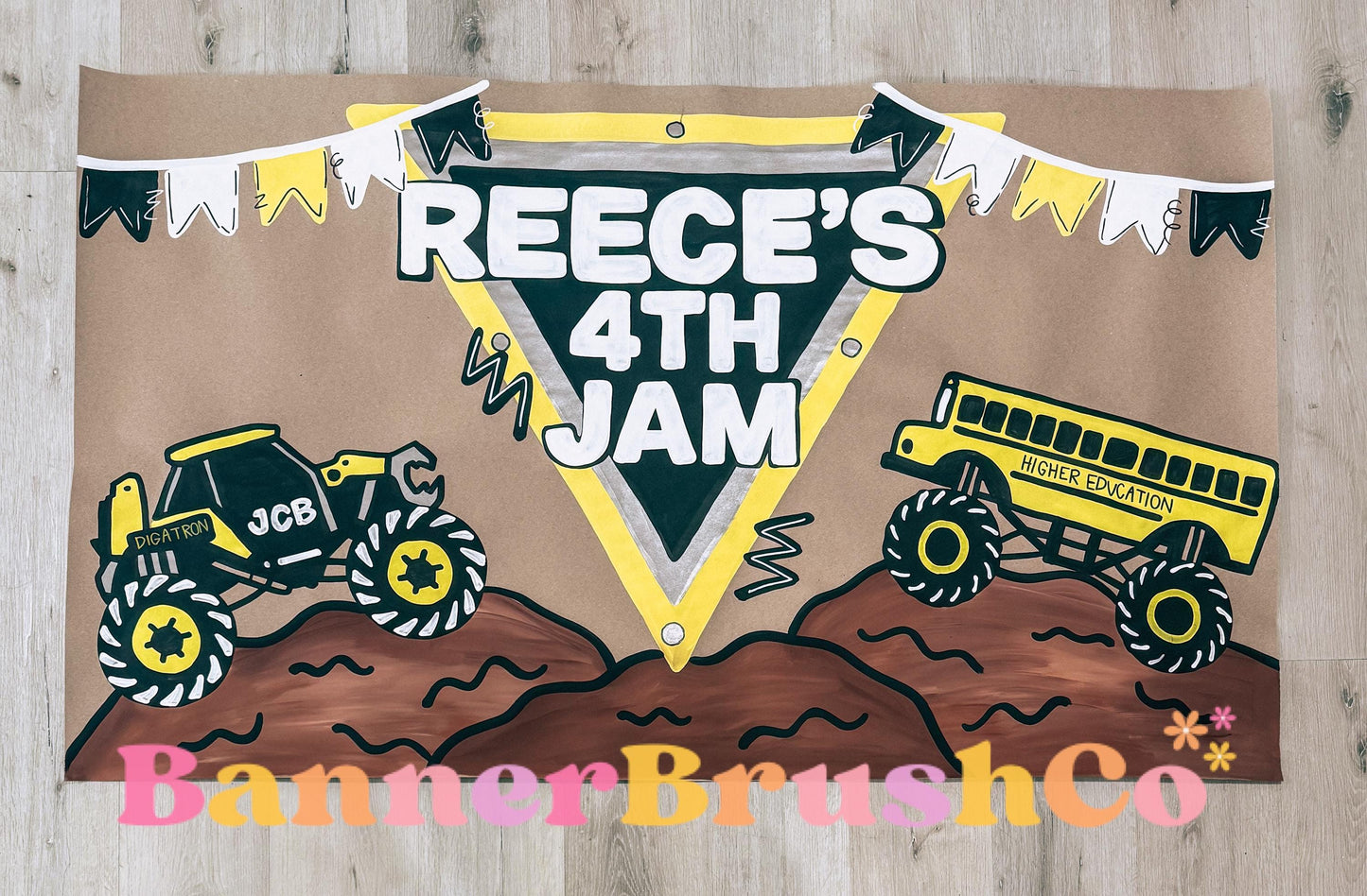 Monster Jam birthday Banner Template | Editable Canva Banner