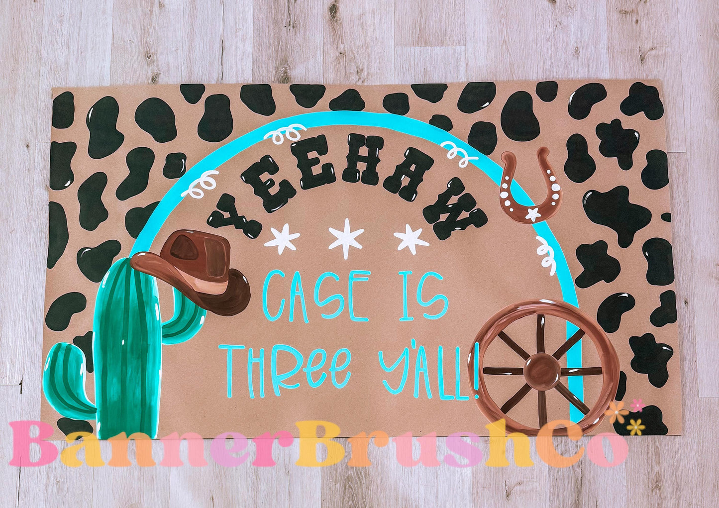 ThreeHaw first birthday Banner Template | Editable Canva Banner | 35x60 DIY Painted Sign |  western Birthday Theme | Digital Download