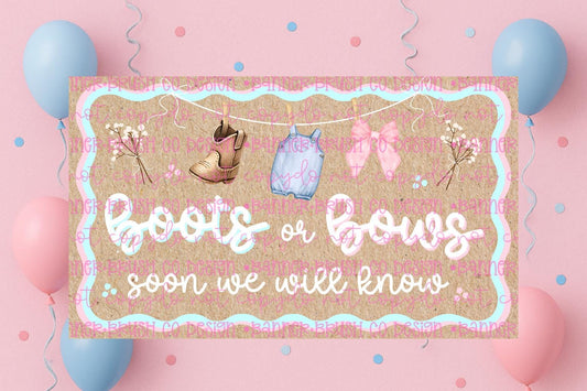 Boots and bows gender reveal. Banner Template | Editable Canva Banner | 35x60 DIY Painted Sign |  gender reveal Theme | Digital Download