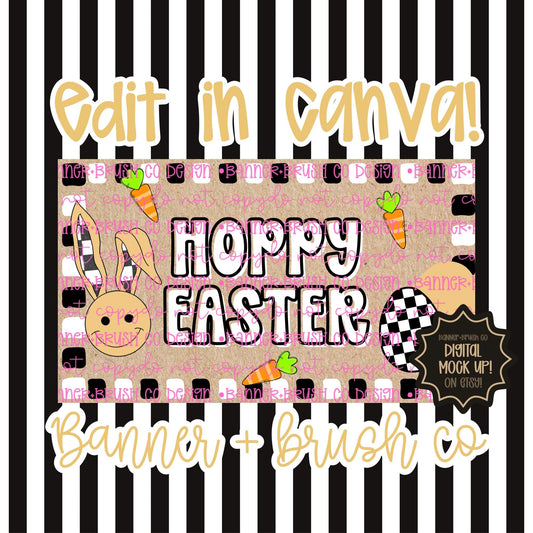 Hoppy Easter Retro Edgy Checkered Print Banner Template| 35x60 DIY