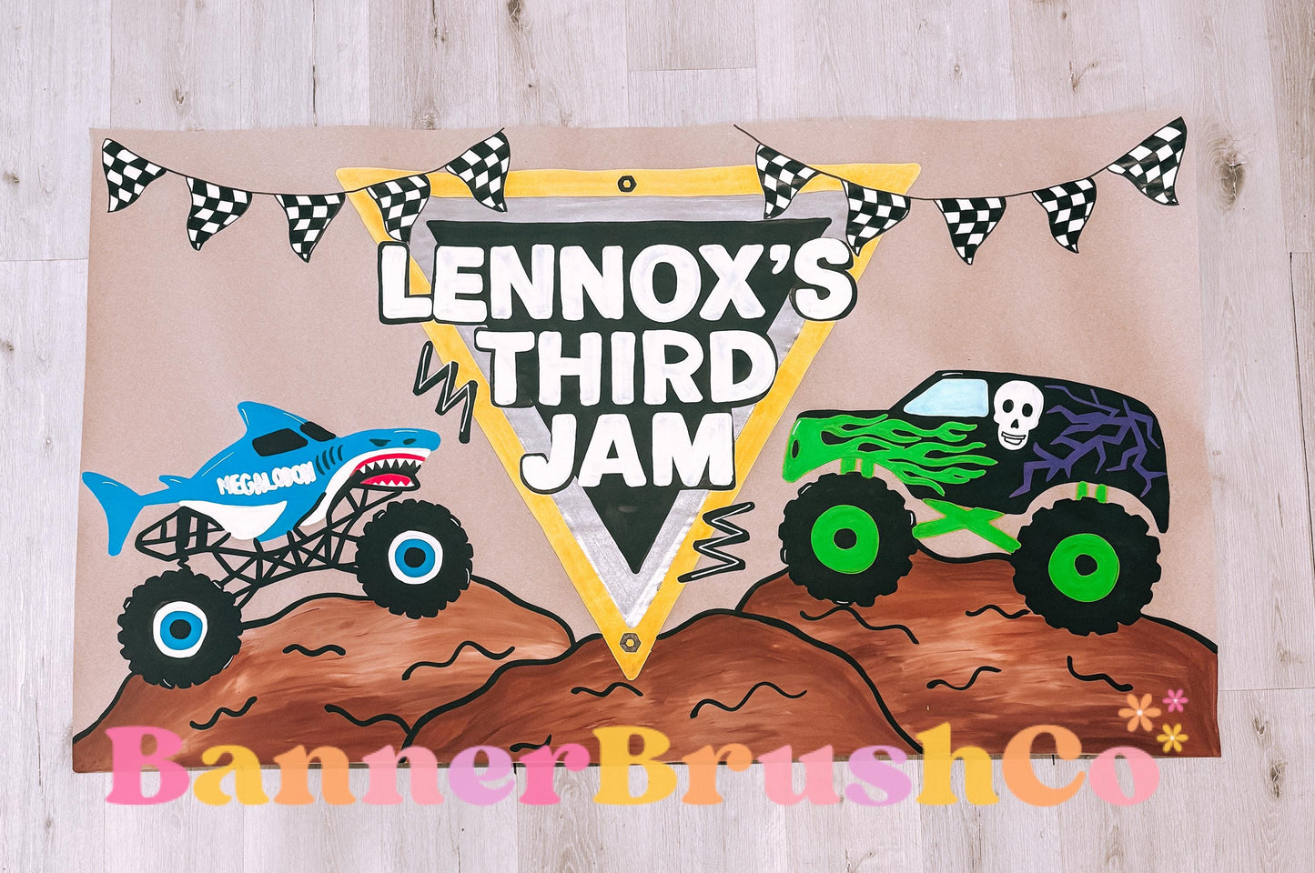 Monster Jam birthday Banner Template | Editable Canva Banner