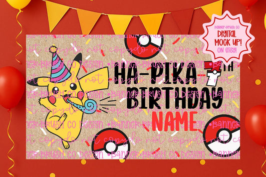 Pokemon pikachu birthday Banner Template | Editable Canva Banner | 35x60