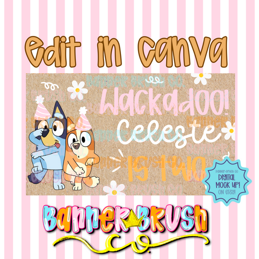 Wackadoo Blue DOG birthday Banner Template