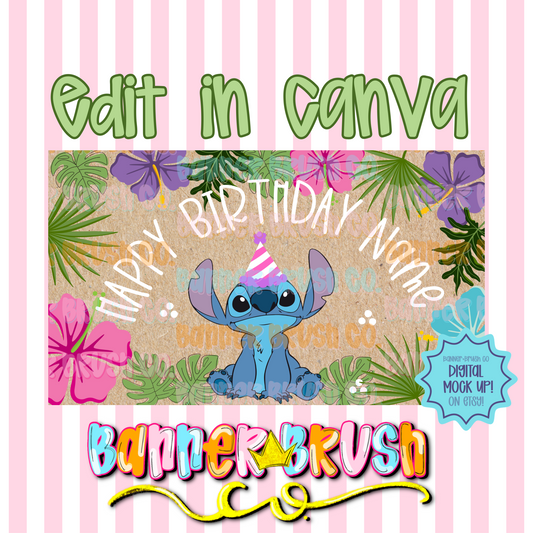 Hawaiian Stitch birthday Banner Template